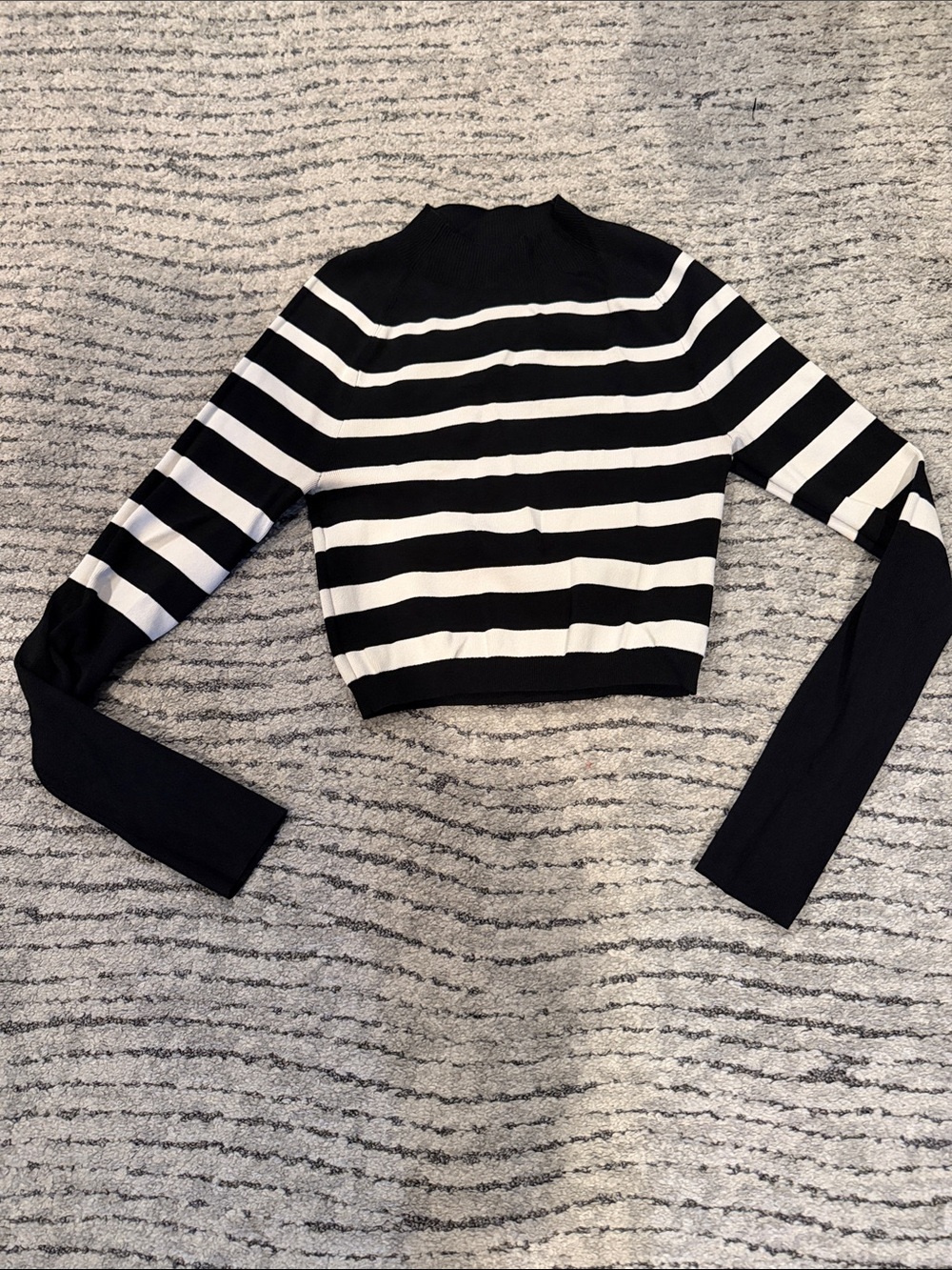 COS Black and White Striped Long-Sleeve Crop Top